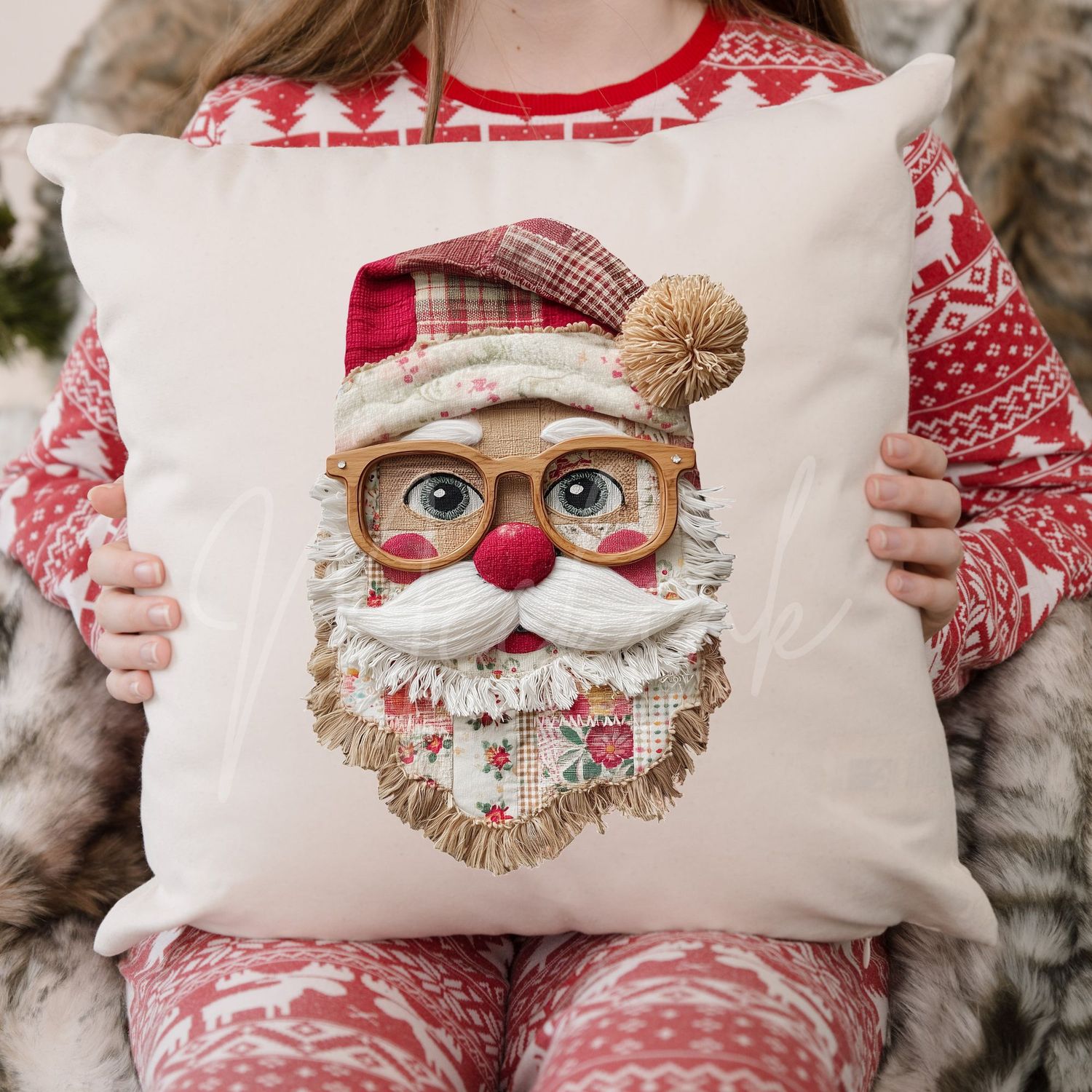 Patchwork Santa Effect Design 2 DTF Decal