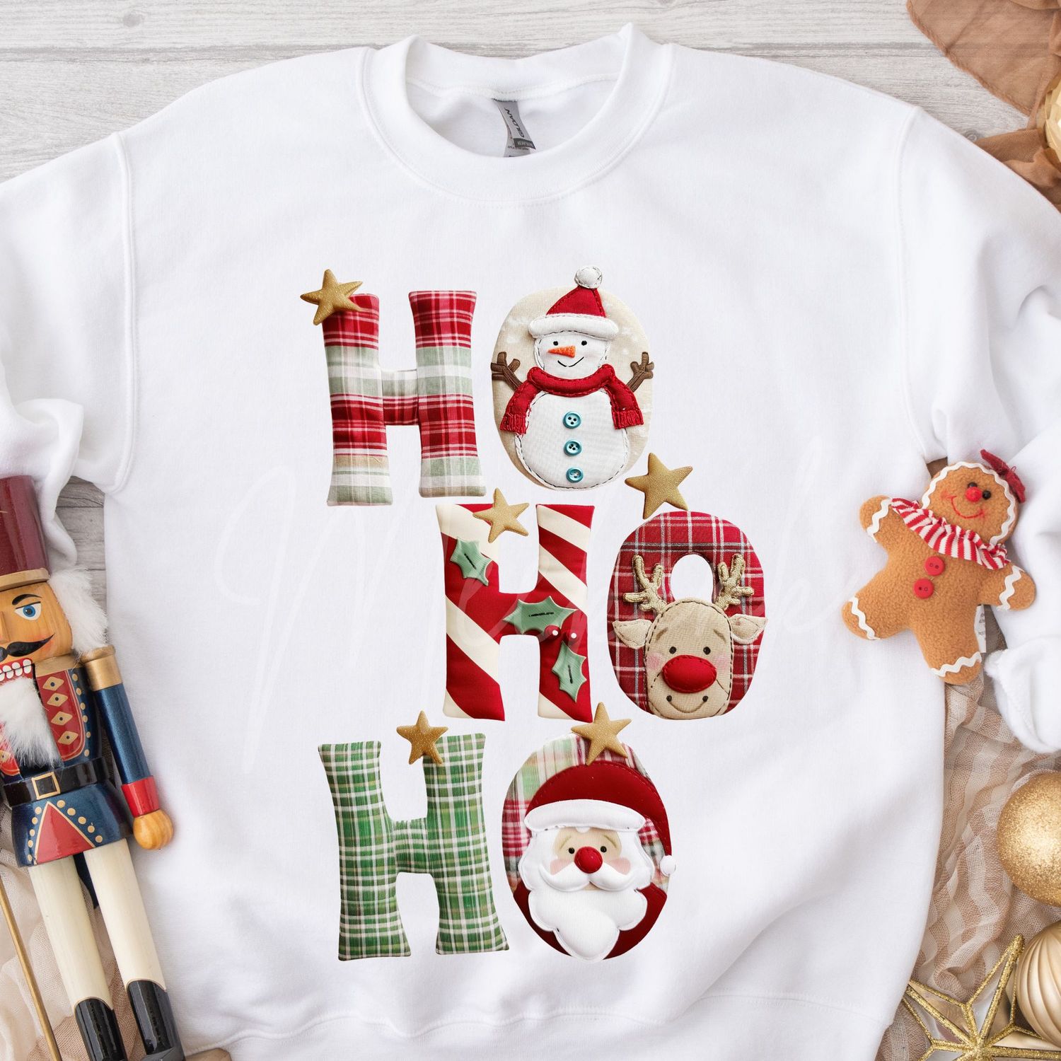 Patchwork Effect Ho Ho Ho DTF Decal