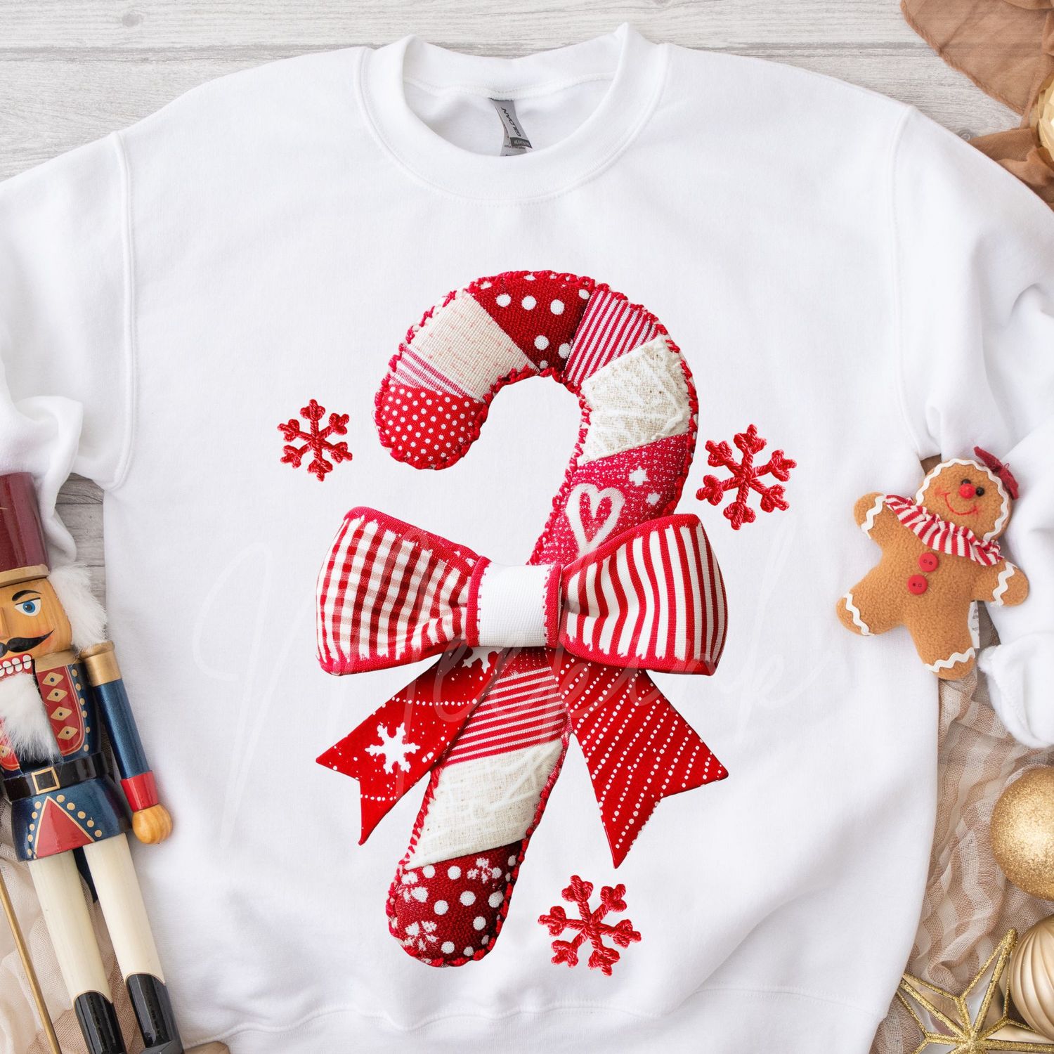 Patchwork Effect Candy Cane DTF Decal