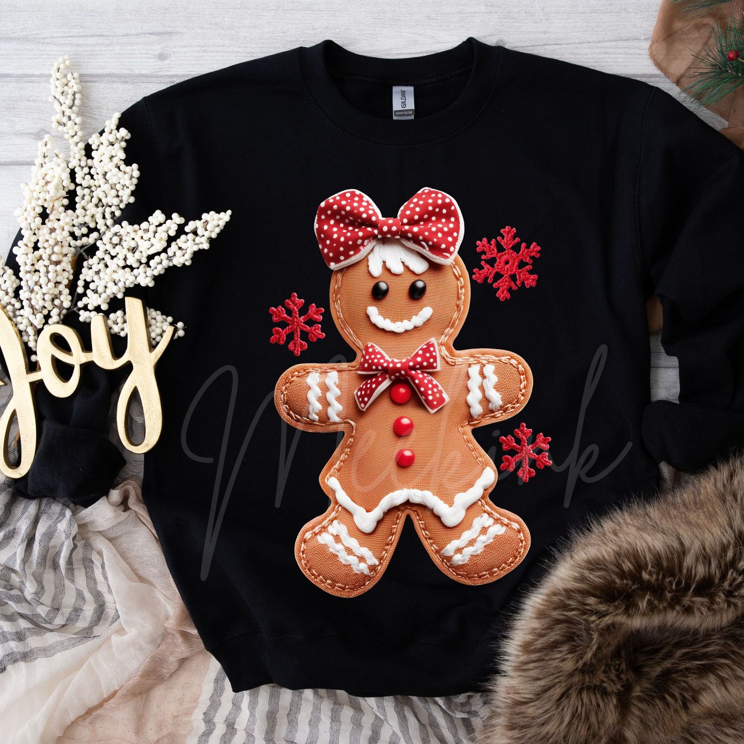 Patchwork Effect Gingerbread Cookie Girl DTF Decal