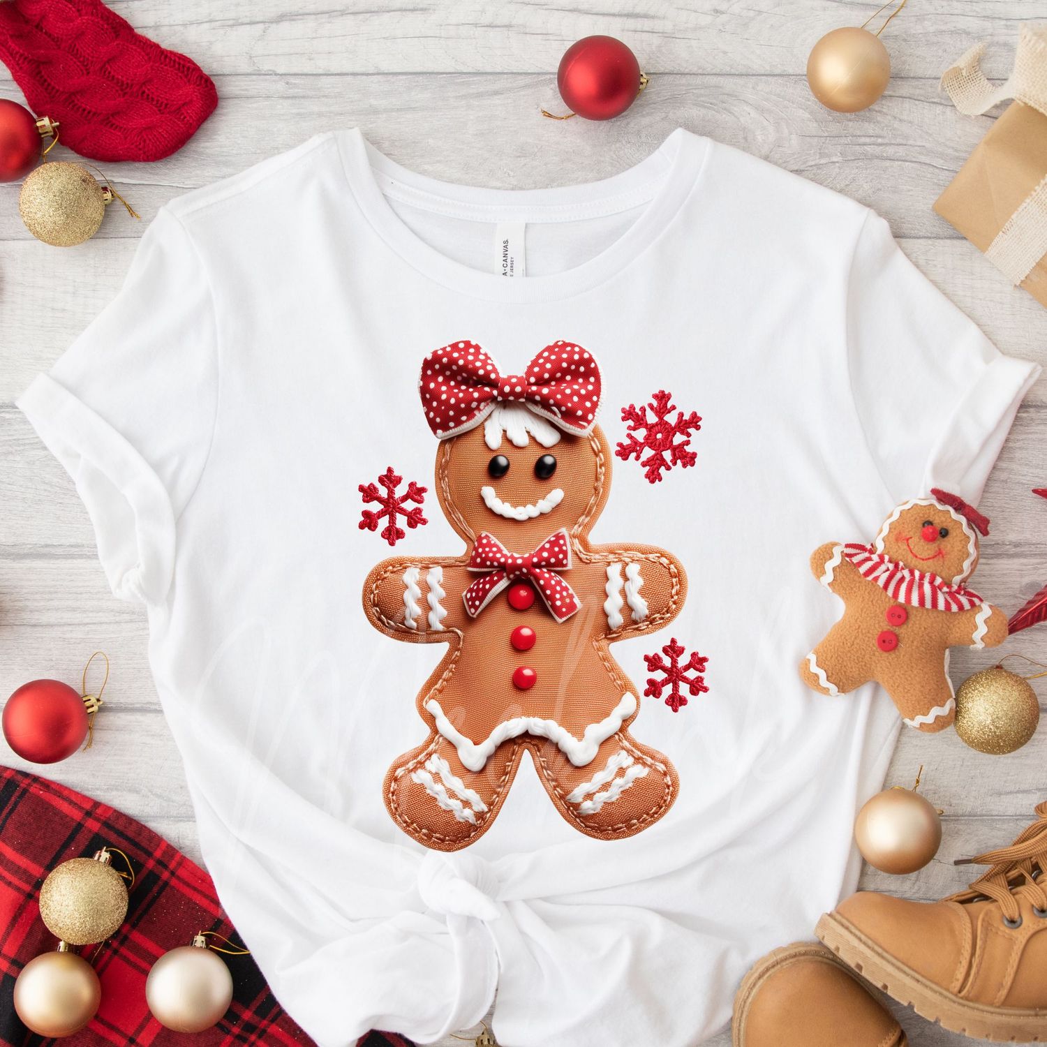 Patchwork Effect Gingerbread Cookie Girl DTF Decal