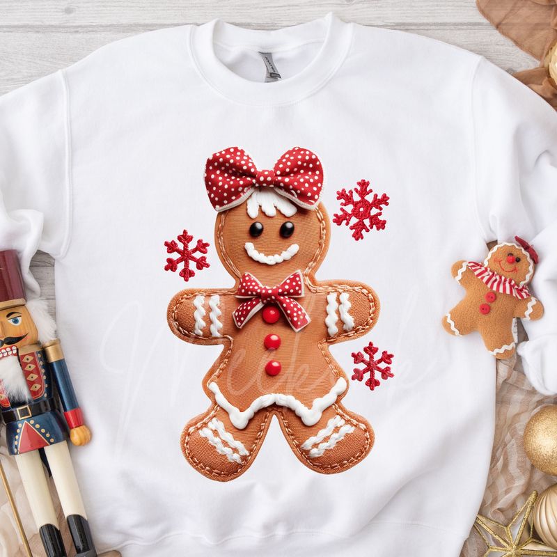 Patchwork Effect Gingerbread Cookie Girl DTF Decal