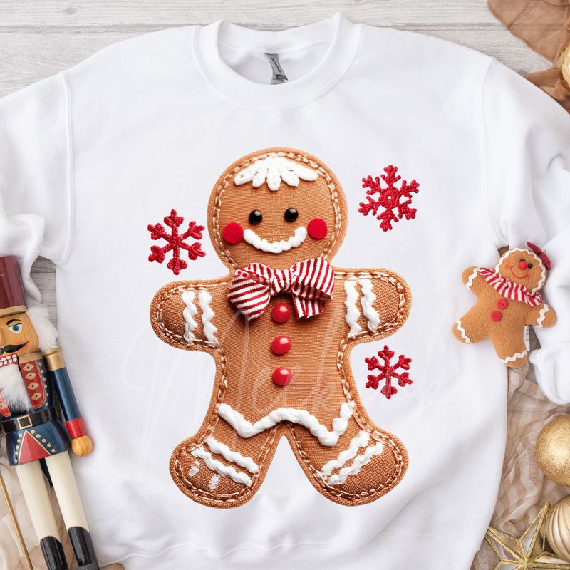 Patchwork Effect Gingerbread Cookie Boy DTF Decal