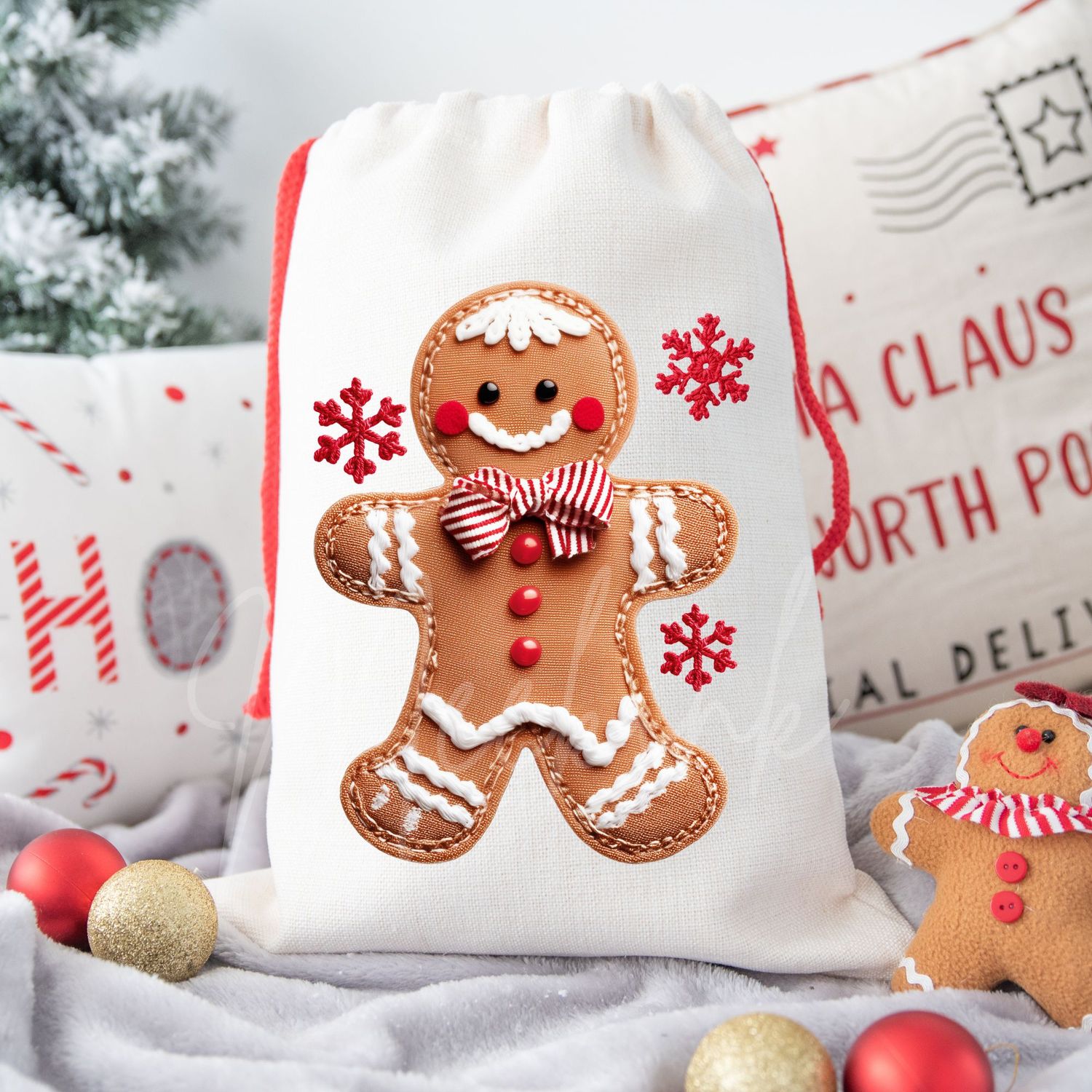 Patchwork Effect Gingerbread Cookie Boy DTF Decal