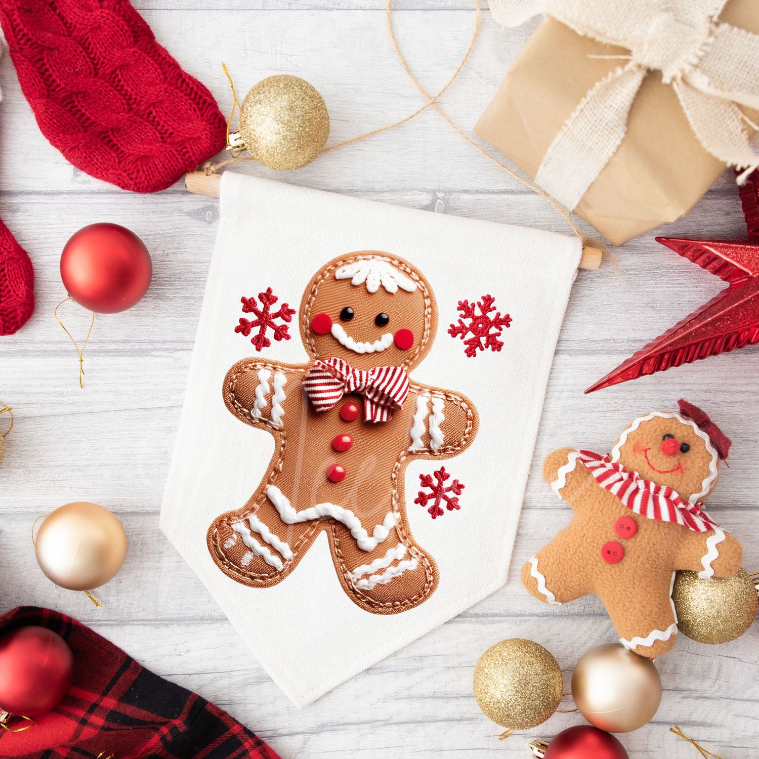 Patchwork Effect Gingerbread Cookie Boy DTF Decal