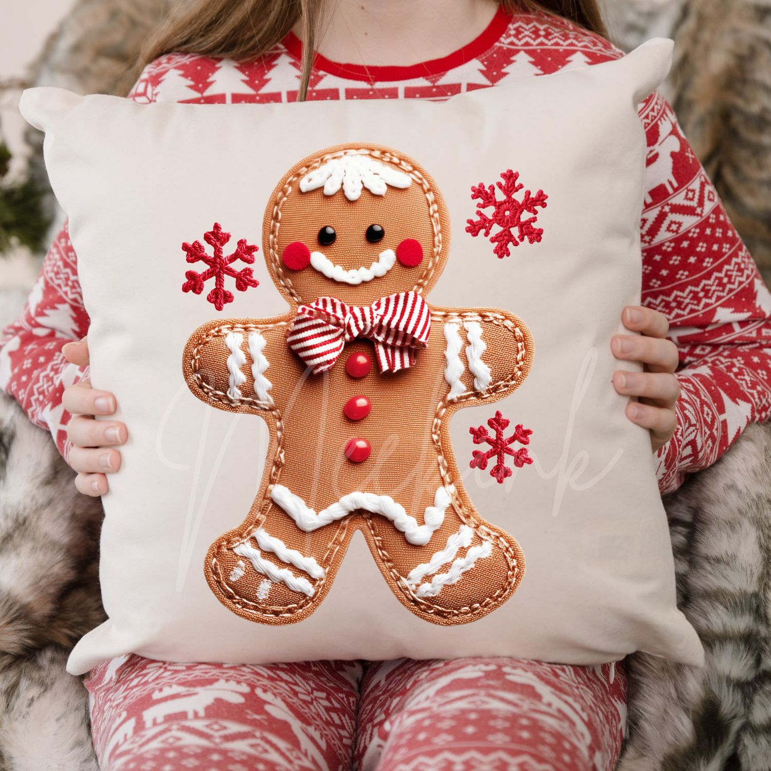 Patchwork Effect Gingerbread Cookie Boy DTF Decal