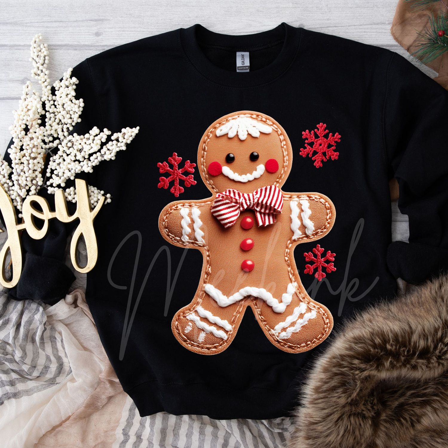 Patchwork Effect Gingerbread Cookie Boy DTF Decal