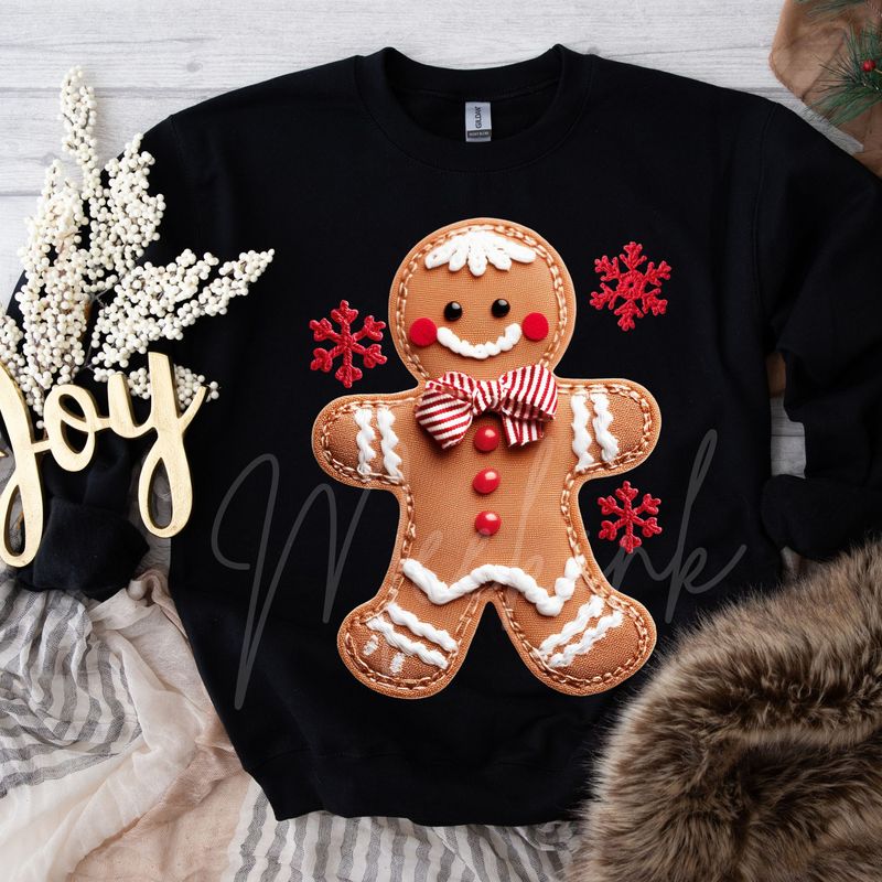 Patchwork Effect Gingerbread Cookie Boy DTF Decal