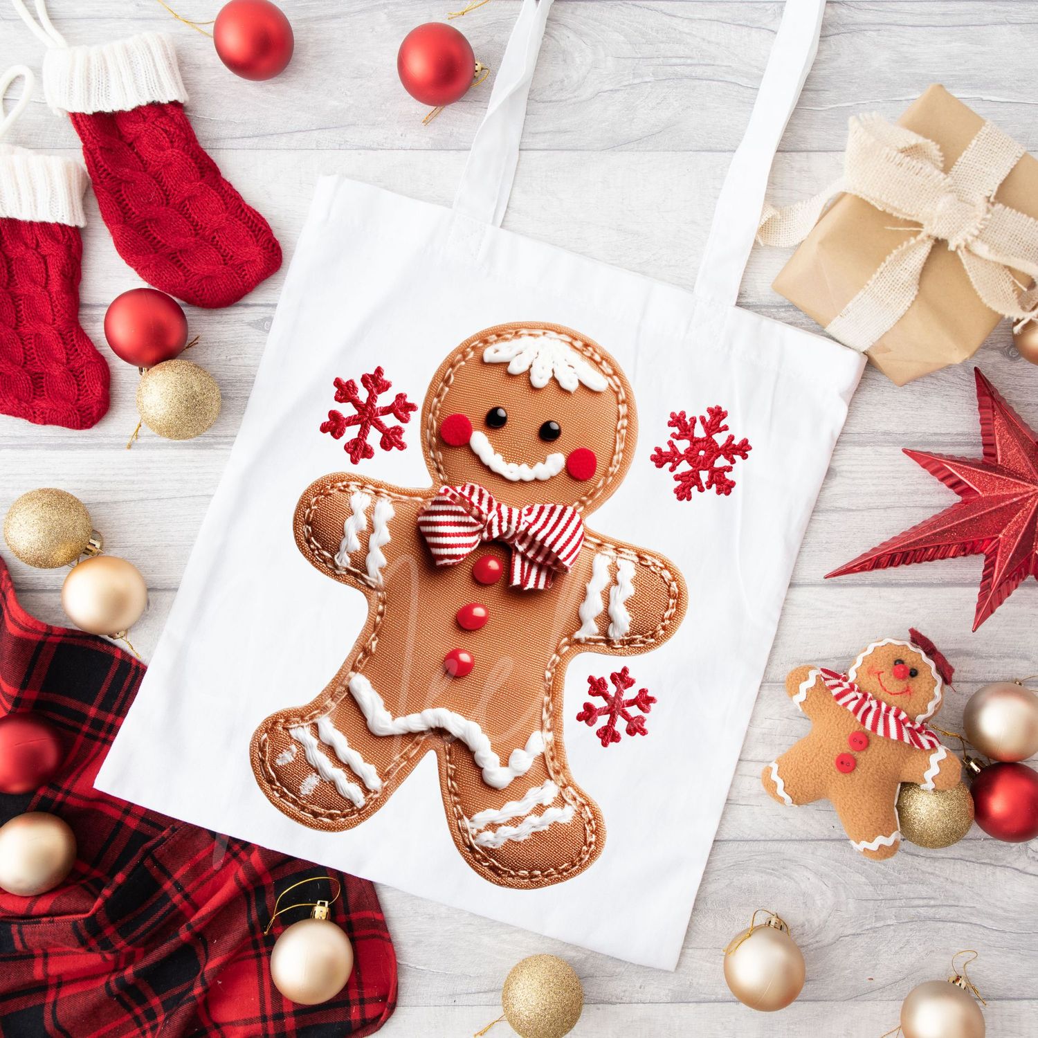 Patchwork Effect Gingerbread Cookie Boy DTF Decal