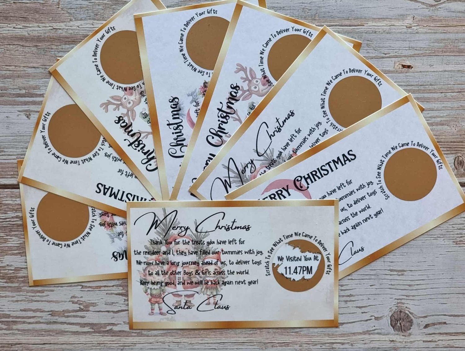 Pack of 8 x Santa's Note &amp; Time Scratchcards
