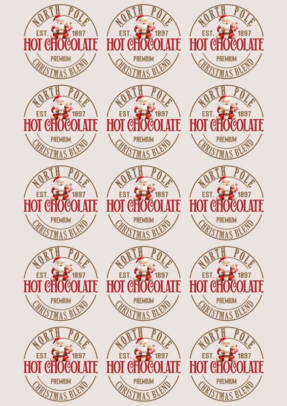 Hot Choccy Santa A3 Sheet UVDTF Decals