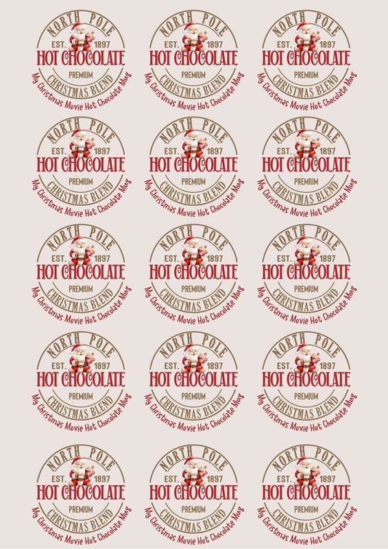 Hot Choccy Santa Movie A3 Sheet UVDTF Decals