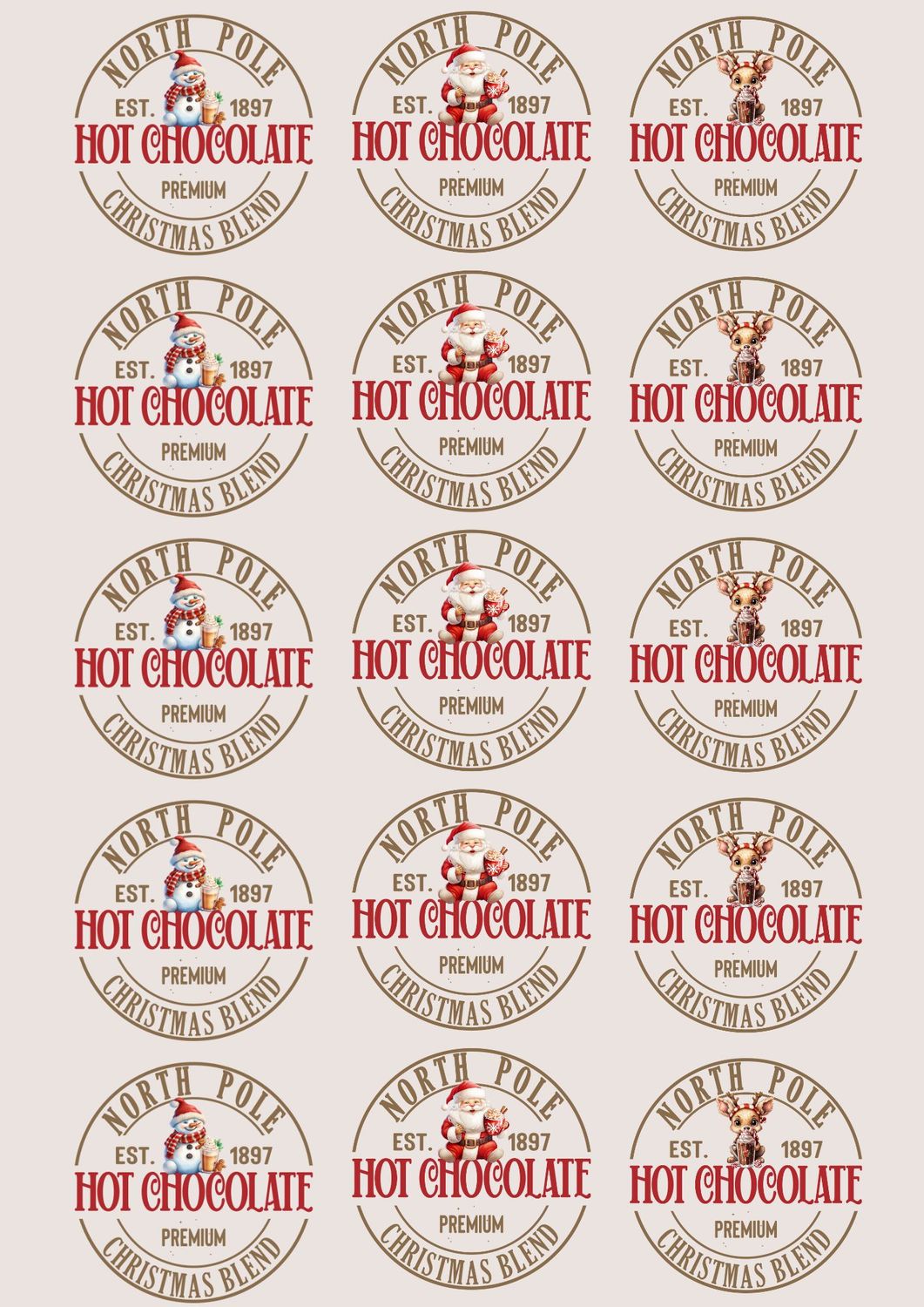 Hot Choccy Mix A3 Sheet UVDTF Decals