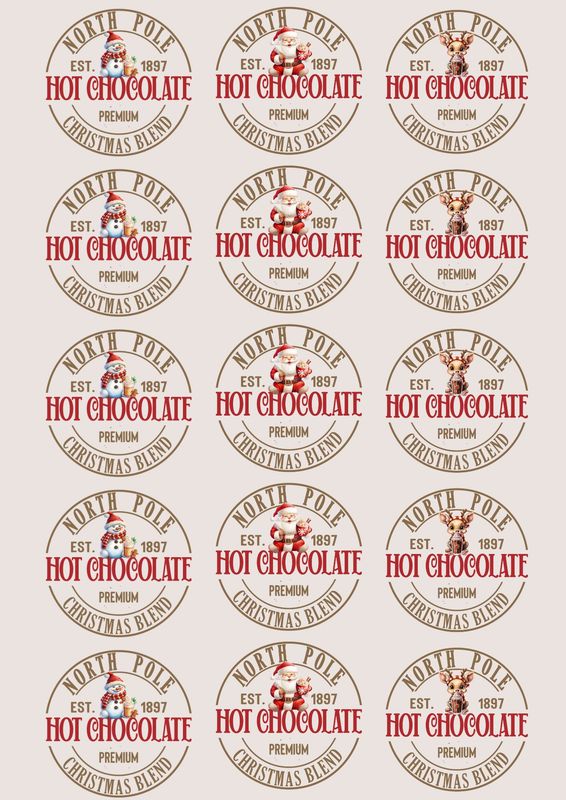 Hot Choccy Mix A3 Sheet UVDTF Decals