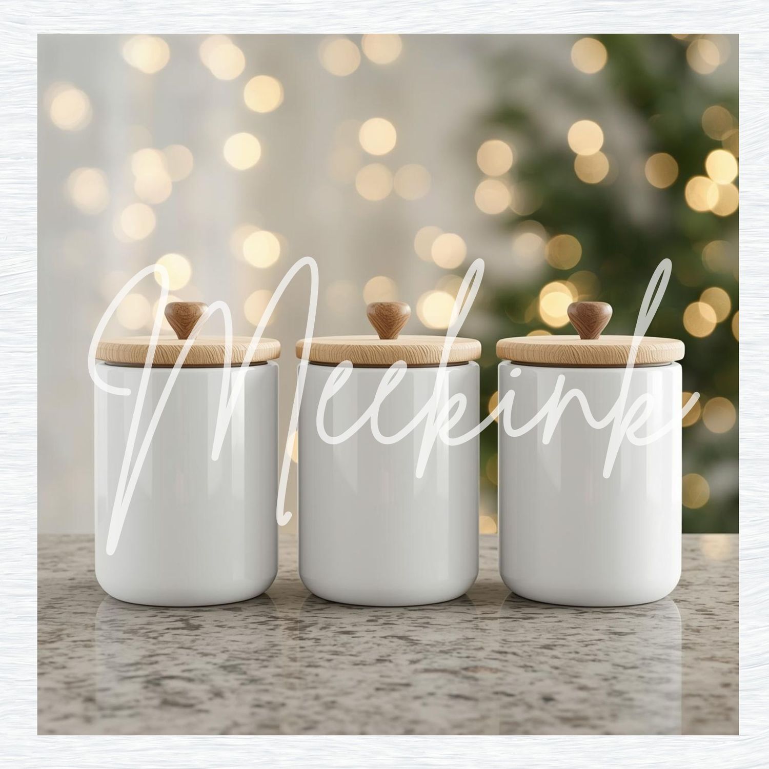 3 White Cannisters With Lids Mock Up