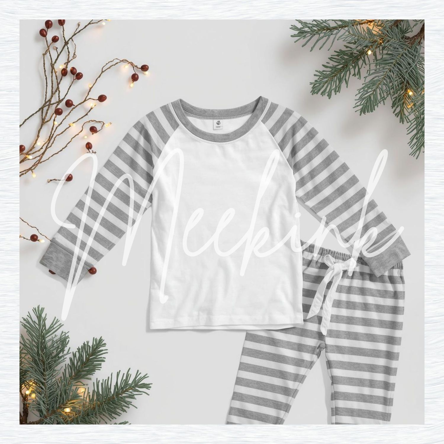 Grey Striped Pj&#39;s Mock Up