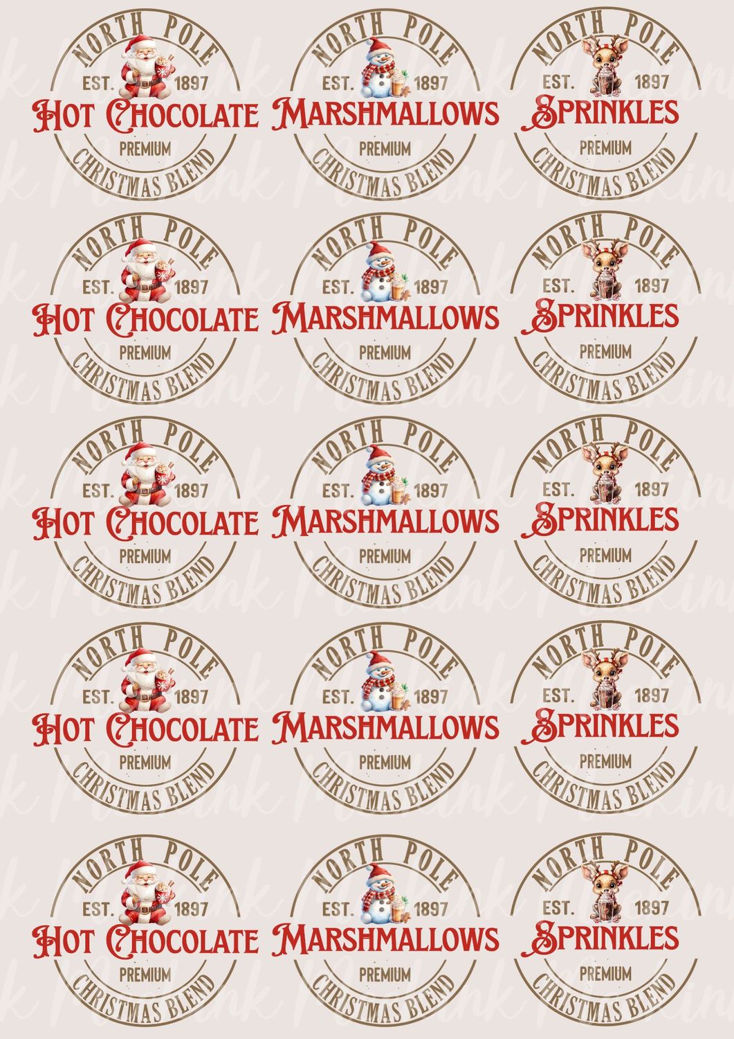 Hot Choccy Mix Sprinkles A3 Sheet UVDTF Decals