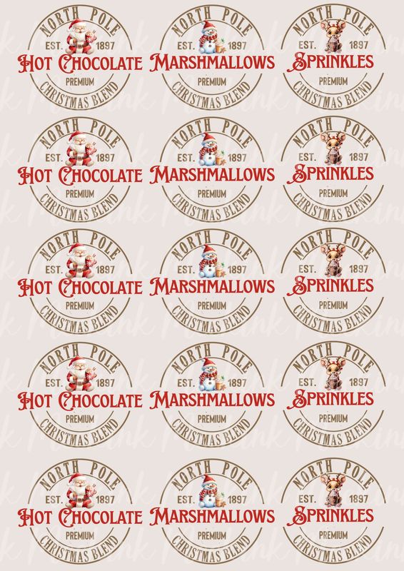 Hot Choccy Mix Sprinkles A3 Sheet UVDTF Decals