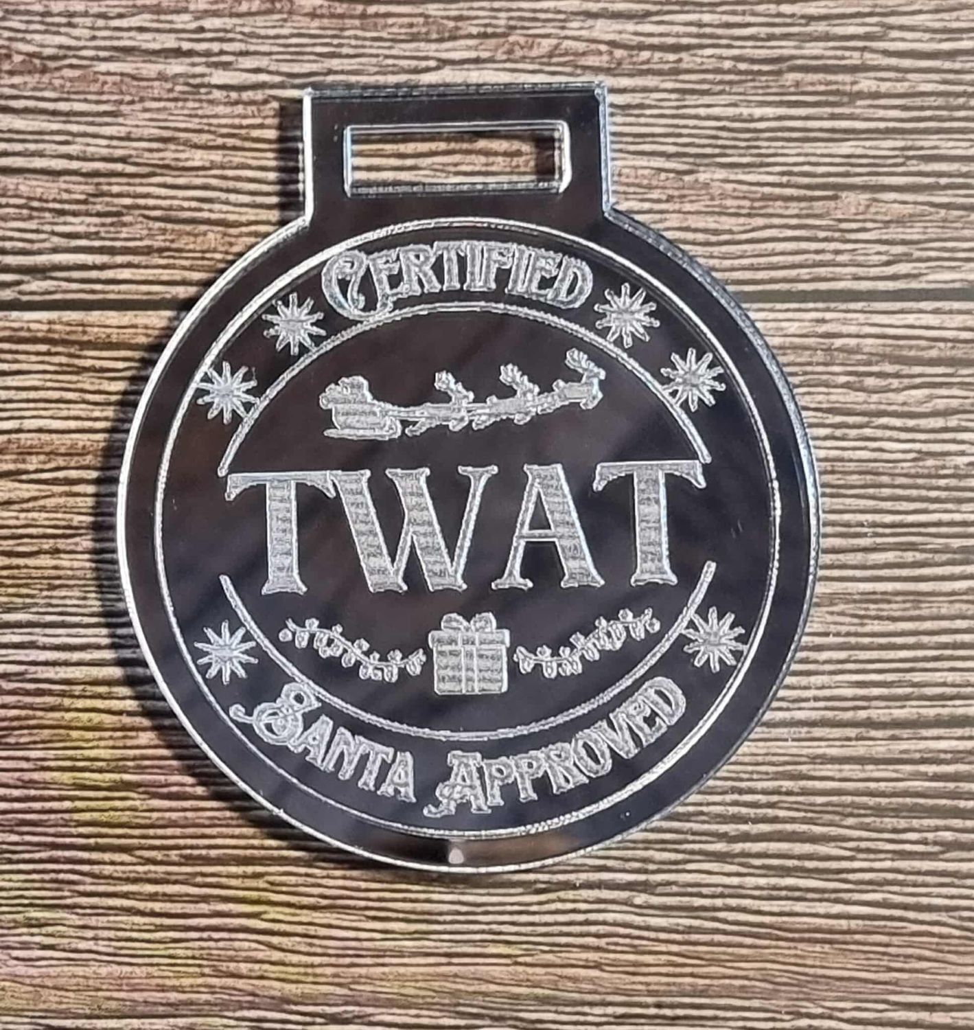 Certified Tw*t 3mm Silver Mirrored Acrylic Medal