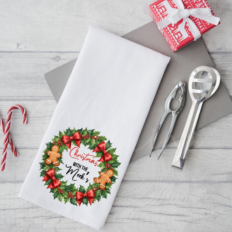 Gingerbread Wreath Tea Towel DTF Decal Design