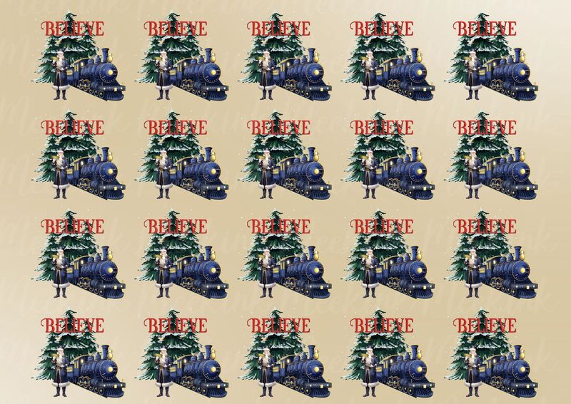 Blue Train Believe Design 2 A4 DTF Decals