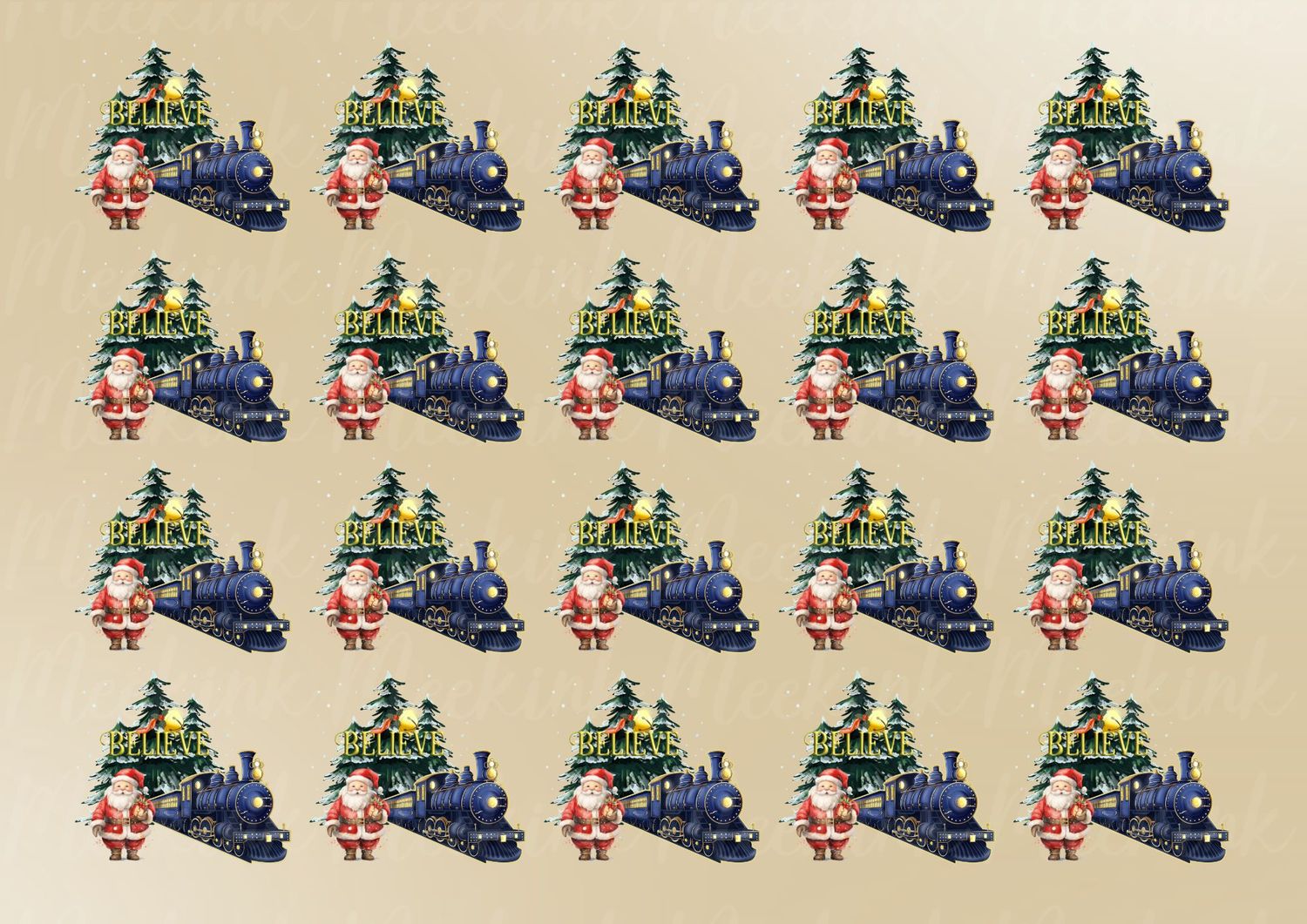 Blue Train Believe Design 4 A4 DTF Decals