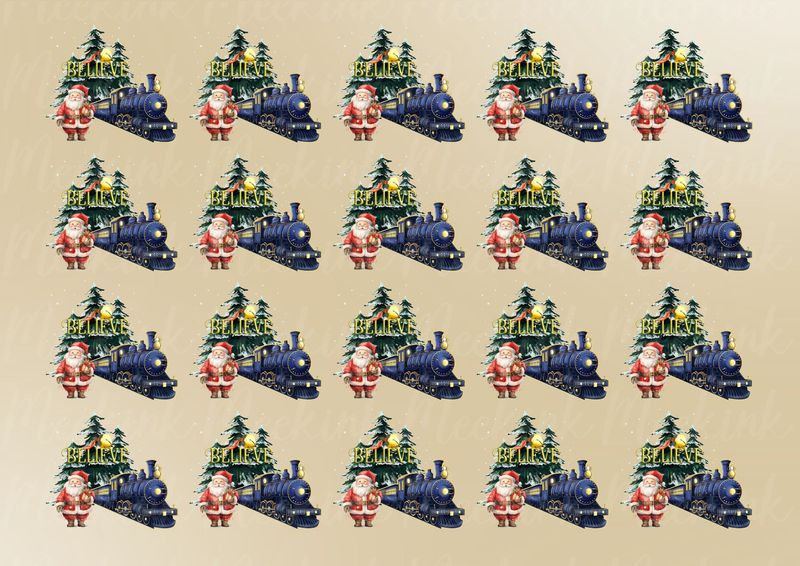 Blue Train Believe Design 4 A4 DTF Decals