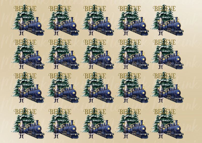 Blue Train Believe Design 3 A4 DTF Decals