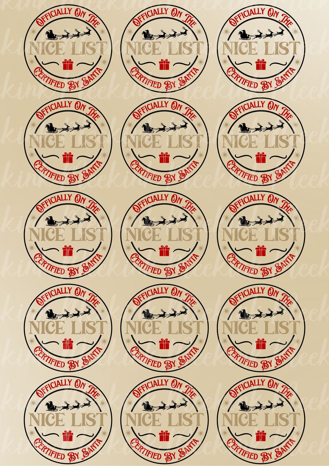 Nice List A3 Sheet UVDTF Decals