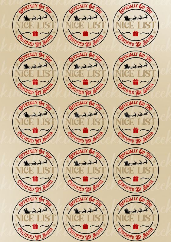 Nice List A3 Sheet UVDTF Decals