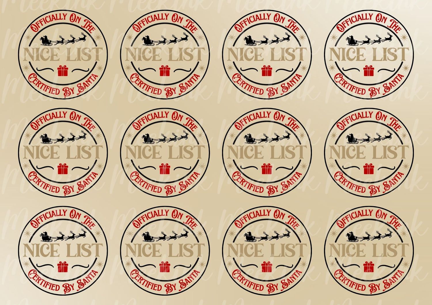 Nice List Sheet UVDTF or DTF Decals