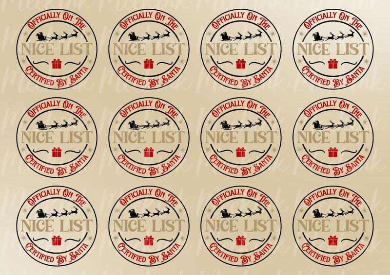Nice List Sheet UVDTF or DTF Decals
