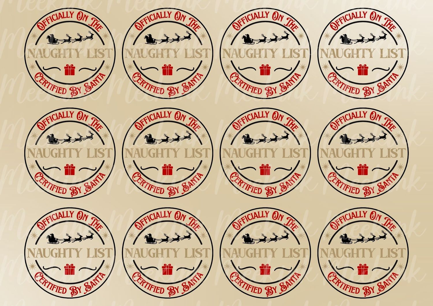 Naughty List Sheet UVDTF or DTF Decals