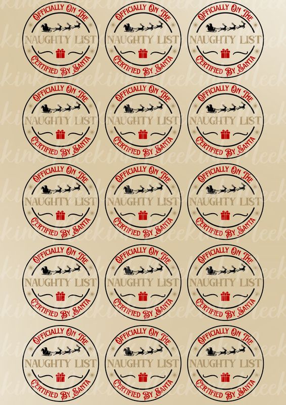 Naughty List A3 Sheet UVDTF Decals