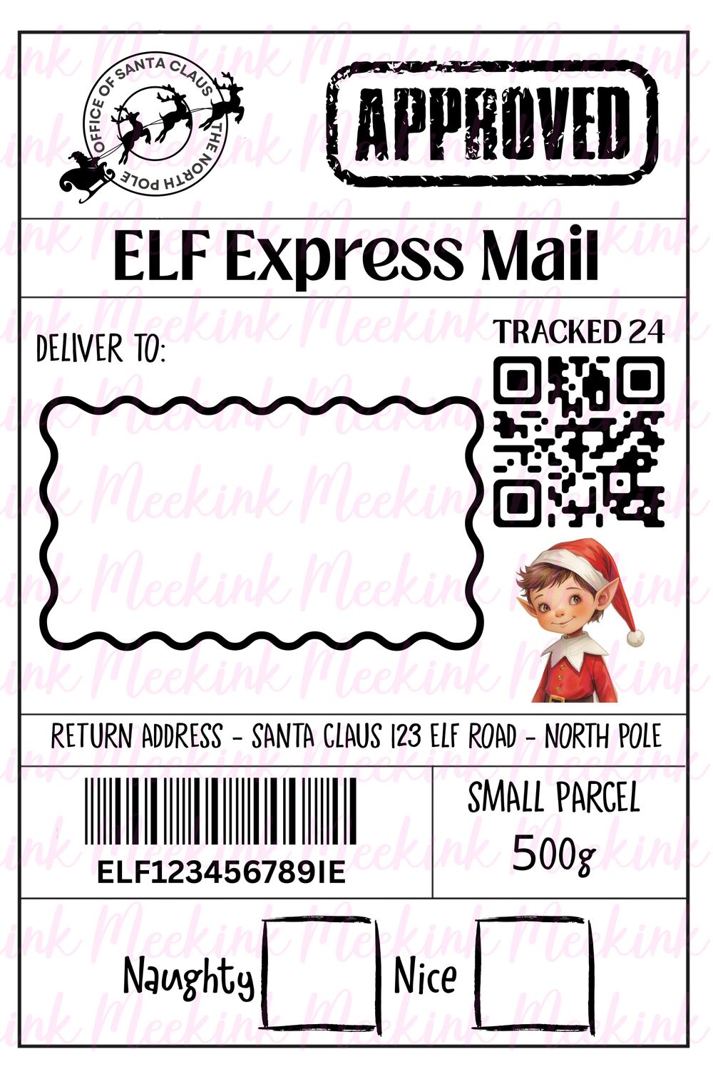 Elf Postage Label PNG Digital File
