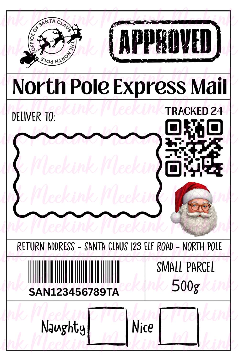 Santa Postage Label PNG Digital File