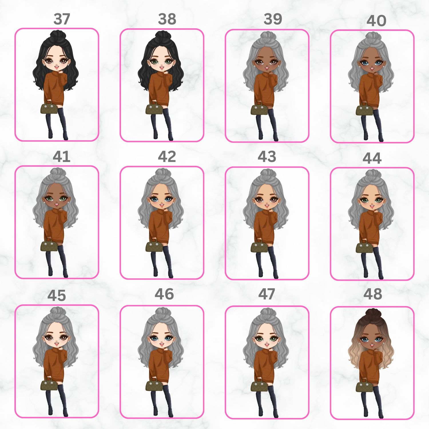 Autumn Girl Chibi Doll UVDTF or DTF Decal