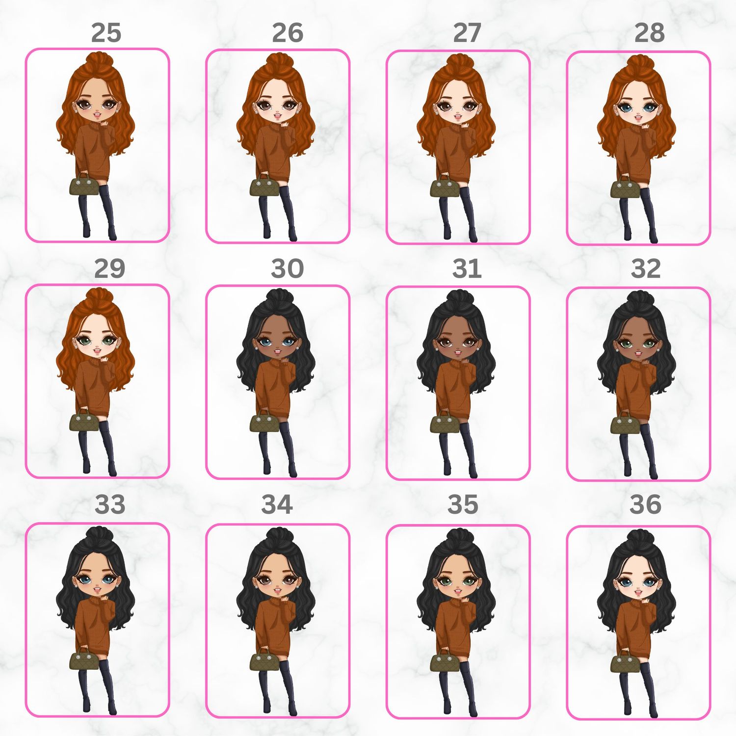 Autumn Girl Chibi Doll UVDTF or DTF Decal