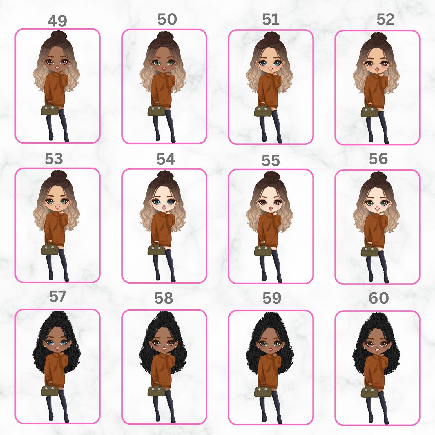 Autumn Girl Chibi Doll UVDTF or DTF Decal