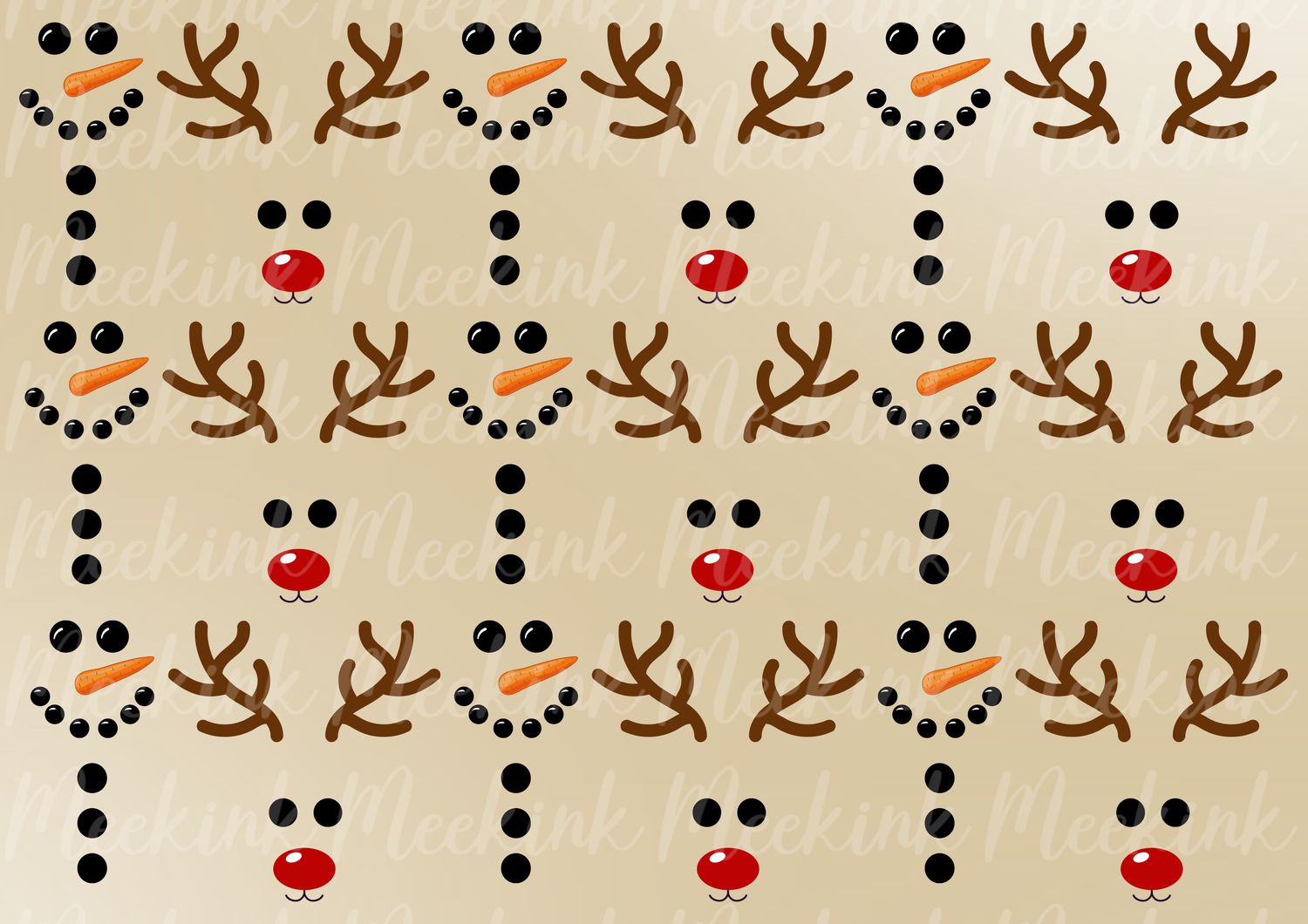 Reindeer &amp; Snowman Sheet UVDTF or DTF Decals