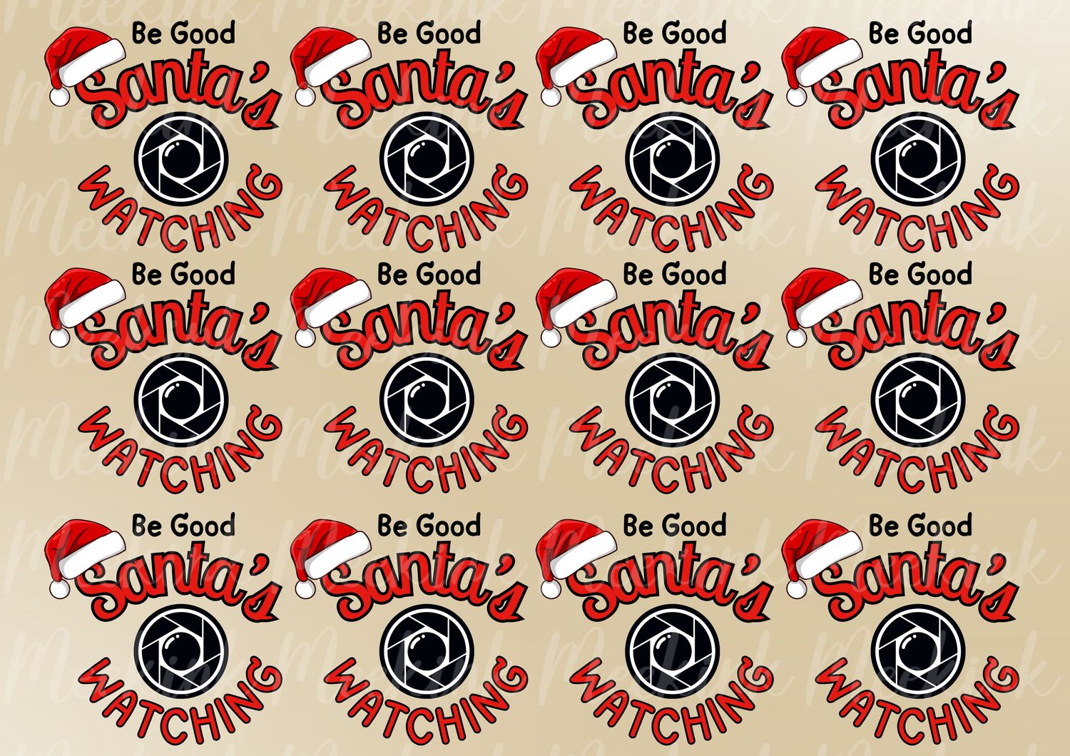 Santa&#39;s Watching Cam Sheet UVDTF or DTF Decals