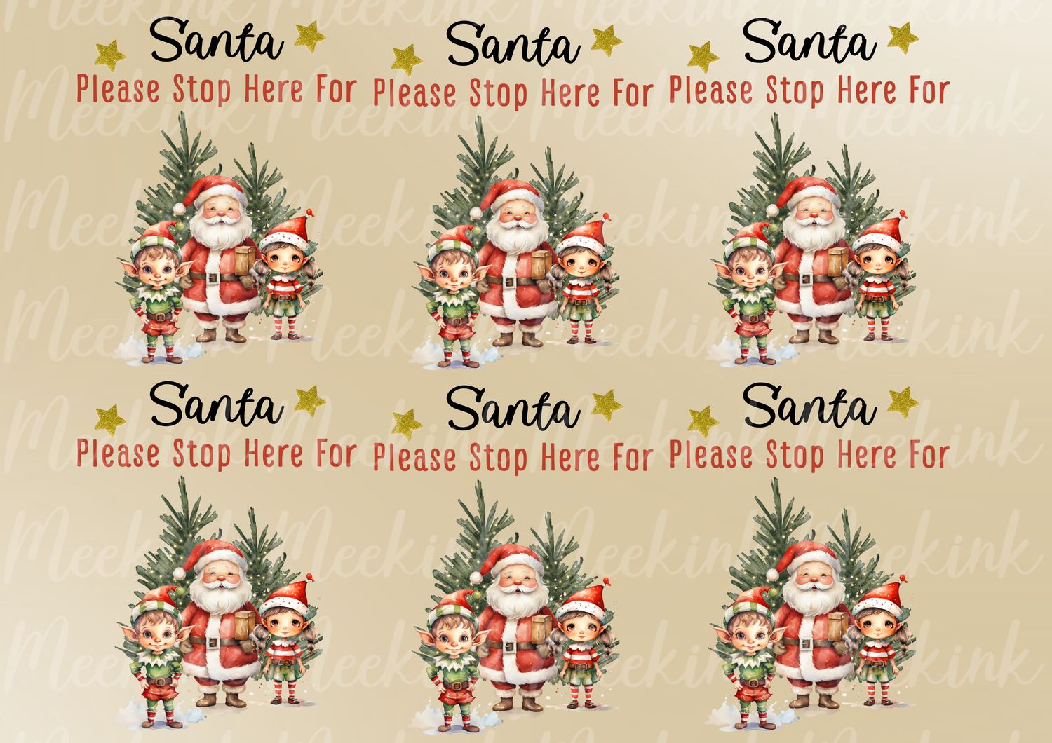 Santa Stop Here Design 2 Sheet UVDTF or DTF Decals