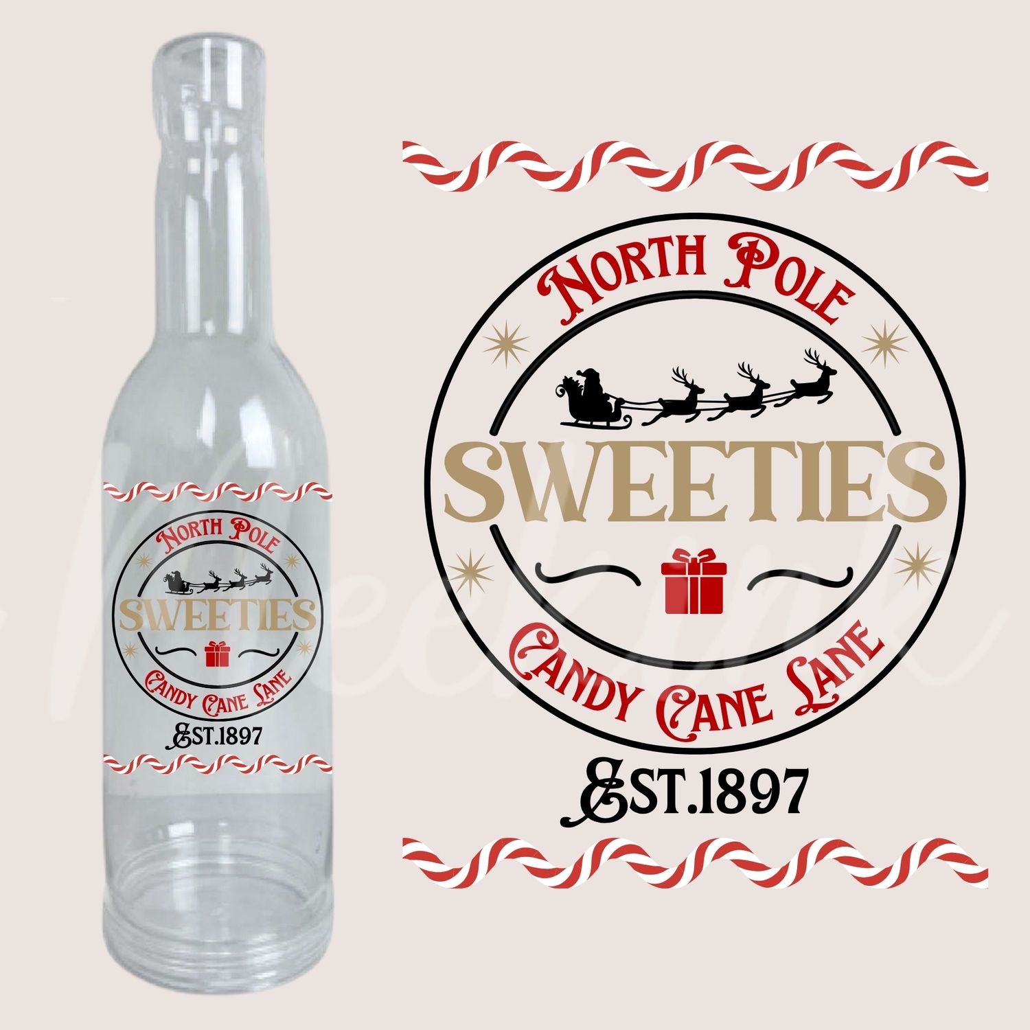 North Pole Sweeties Sweet Bottle UVDTF Decal