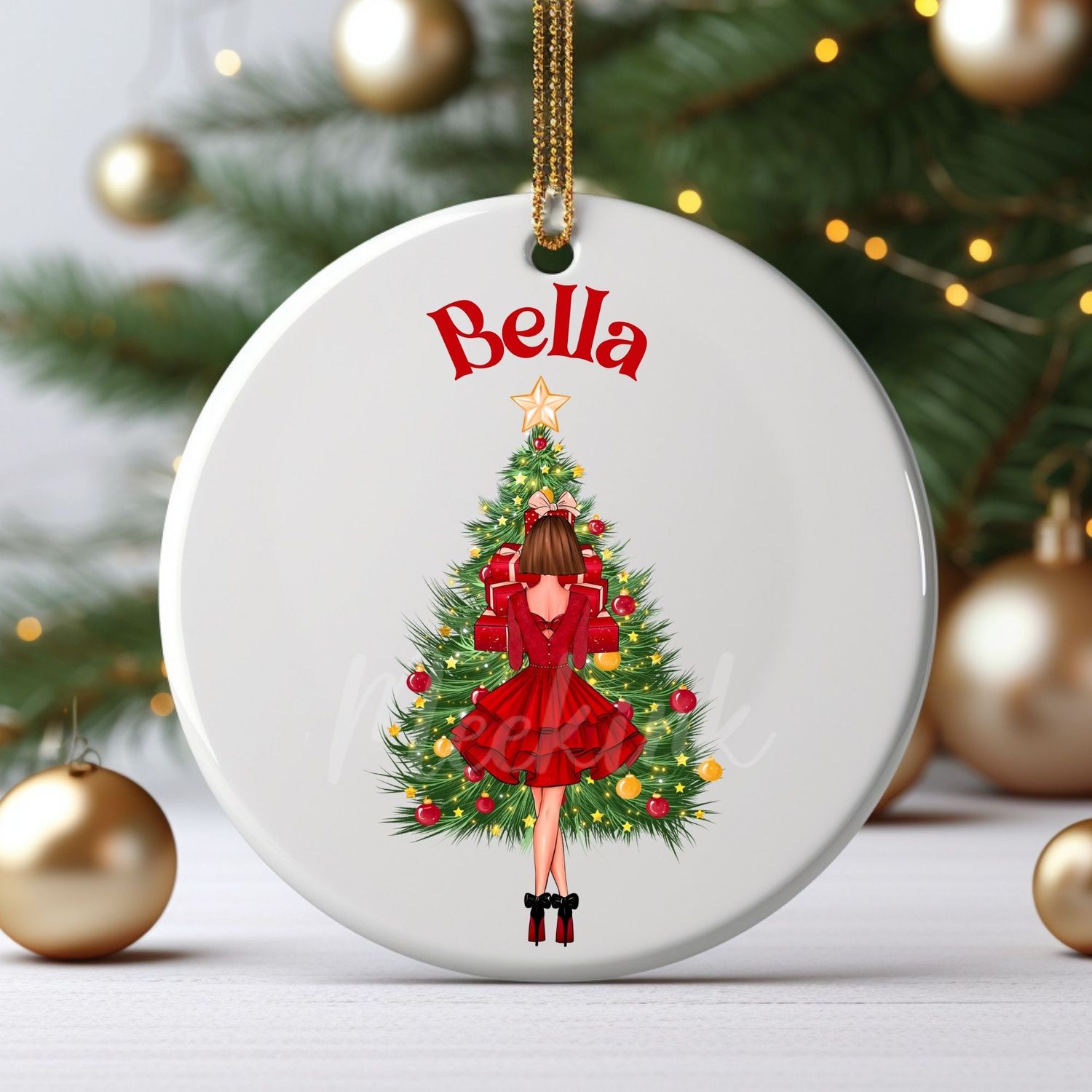Christmas Present Glam Girl UVDTF or DTF Decal