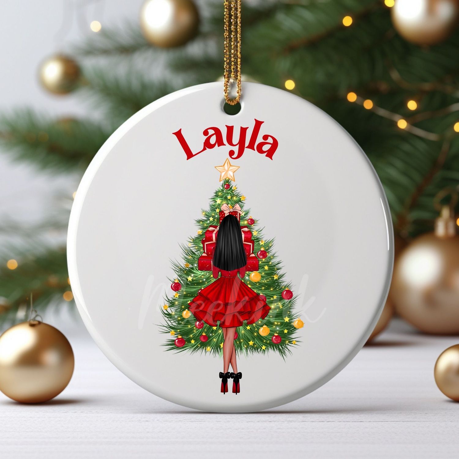 Christmas Present Glam Girl UVDTF or DTF Decal