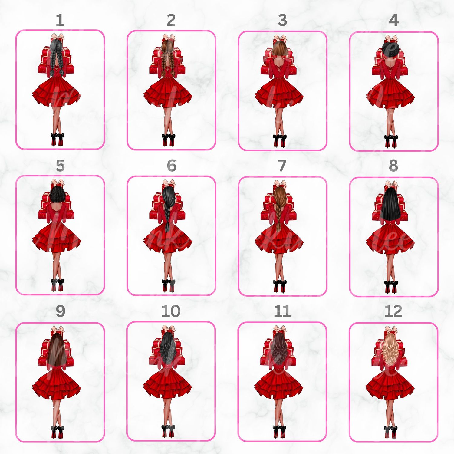 Christmas Present Glam Girl UVDTF or DTF Decal