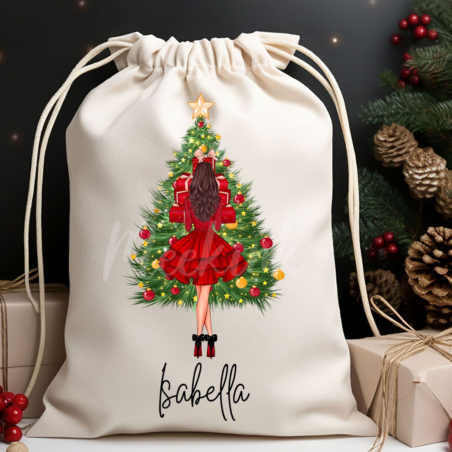 Christmas Present Glam Girl DTF Decal