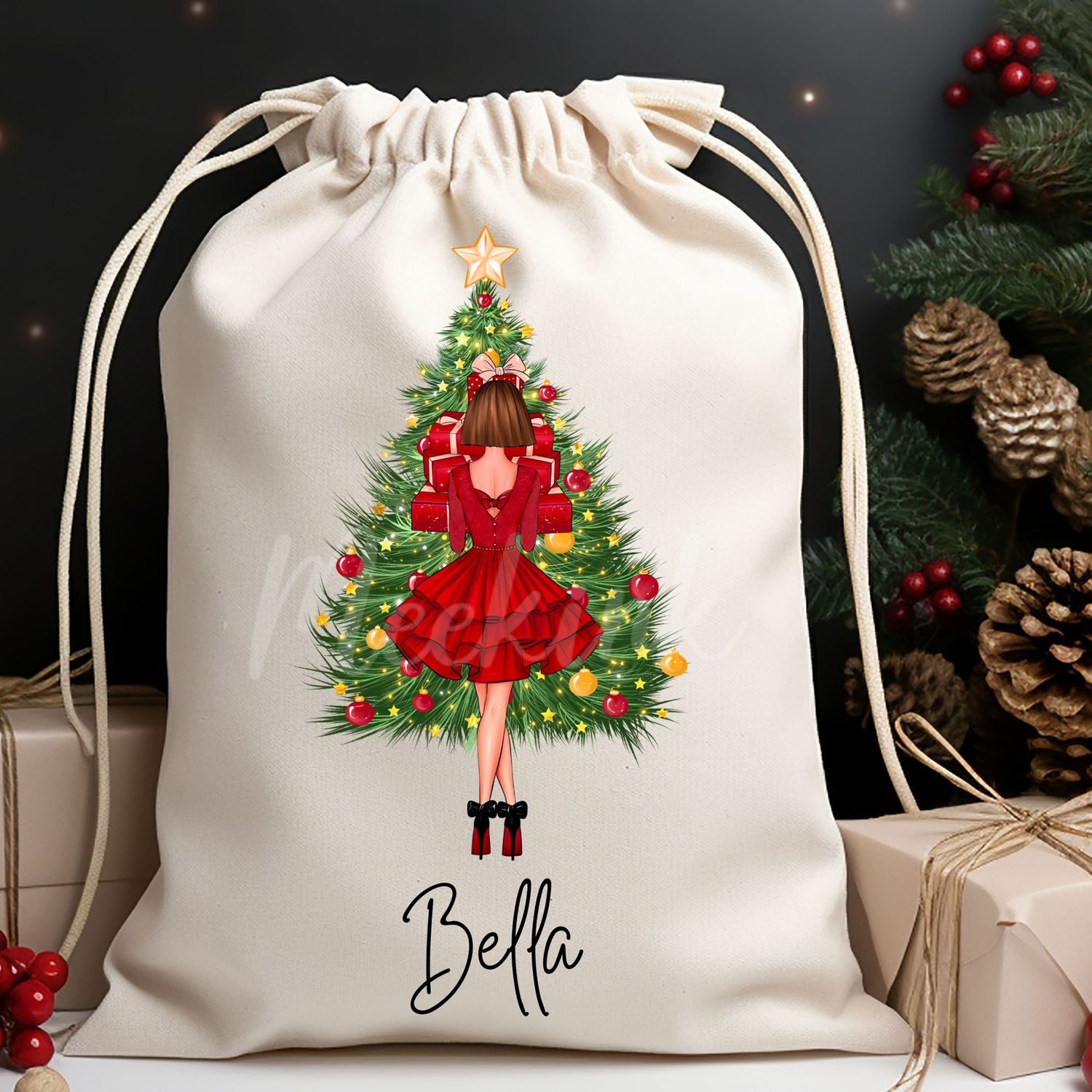 Christmas Present Glam Girl DTF Decal