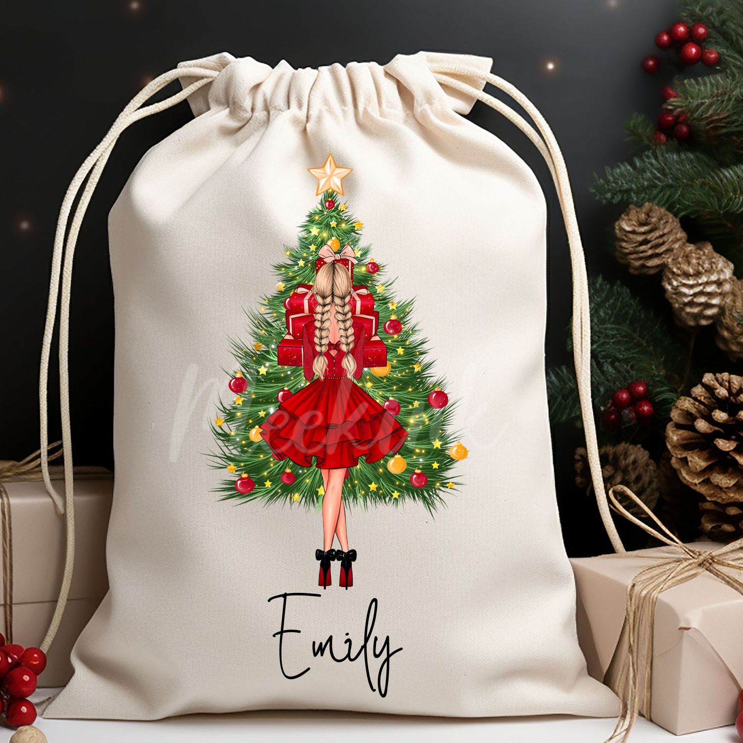 Christmas Present Glam Girl DTF Decal