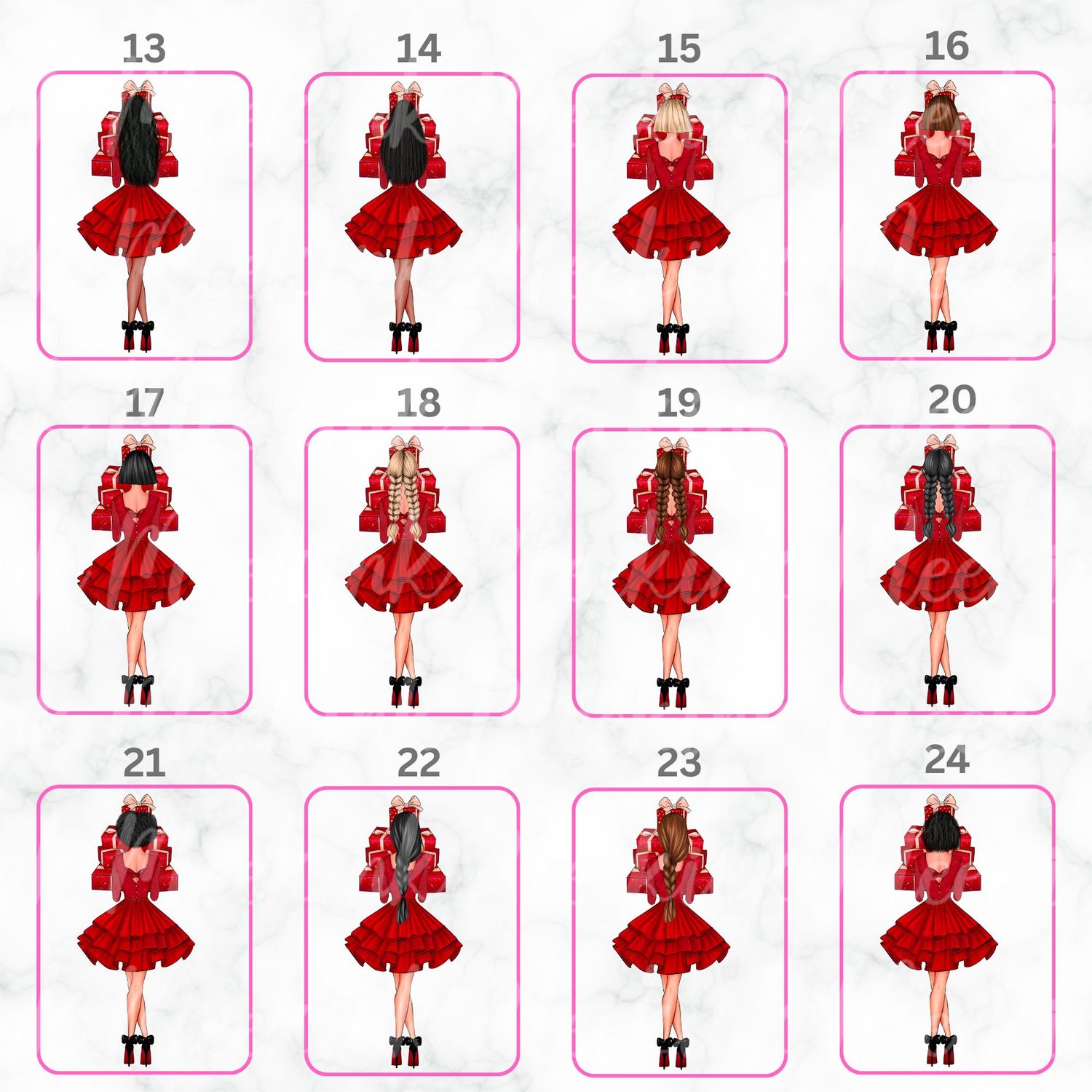 Christmas Present Glam Girl DTF Decal